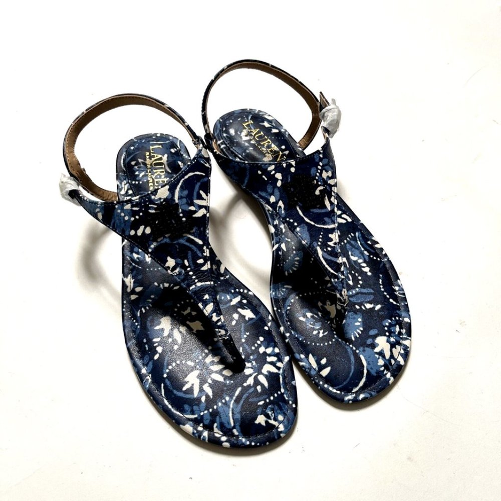 Ralph Lauren Ellington Blue Floral Thong Sandals Women's Size 9 NWOB Summer - Picture 5 of 9